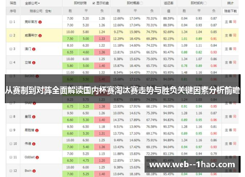 从赛制到对阵全面解读国内杯赛淘汰赛走势与胜负关键因素分析前瞻