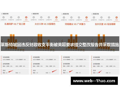 莱斯特城因违反财政收支平衡被英超要求提交整改报告并采取措施